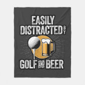 Couverture Polaire Facilement distrait par Golf et bière (Devant)