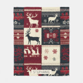 Couverture Polaire Fair Isle Patchwork | Renard rustique (Devant)