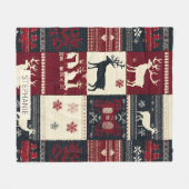 Couverture Polaire Fair Isle Patchwork | Renard rustique (Devant (Horizontal))