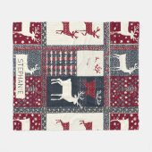Couverture Polaire Fair Isle Patchwork | Renne rustique (2) (Devant (Horizontal))