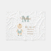 Couverture Polaire Faire-part de naissance bébé garçon (Devant (Horizontal))