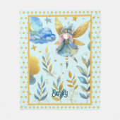 Couverture Polaire Fairy Birthday Turquoise Gold Rose Princess Fairyt (Devant)