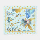 Couverture Polaire Fairy Birthday Turquoise Gold Rose Princess Fairyt (Devant (Horizontal))