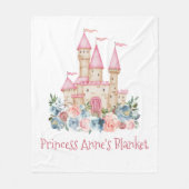 Couverture Polaire Fairytale Castle Kids Room Princess Nom Floral (Devant)