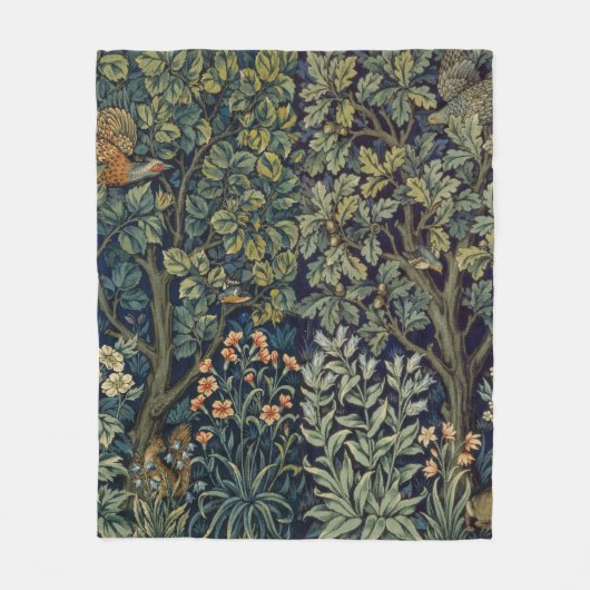 Couverture Polaire Faisan d'arbre boisé William Morris (Devant)