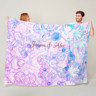 Couverture Polaire Faisceaux en blanc rose et bleu