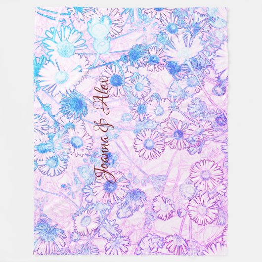 Couverture Polaire Faisceaux en blanc rose et bleu (Devant)