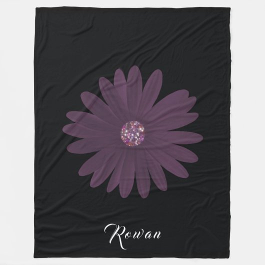 Couverture Polaire Faisée violette avec parties scintillant sur noir (Devant)