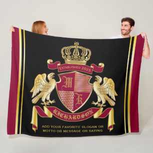 Couverture Polaire Faites votre propre blason Emblème d'aigle rouge