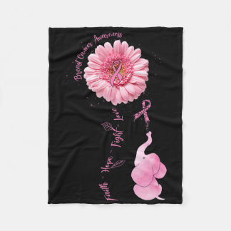 Couverture Polaire Faith Hope Fight Love Elephant Breast Cancer Aware