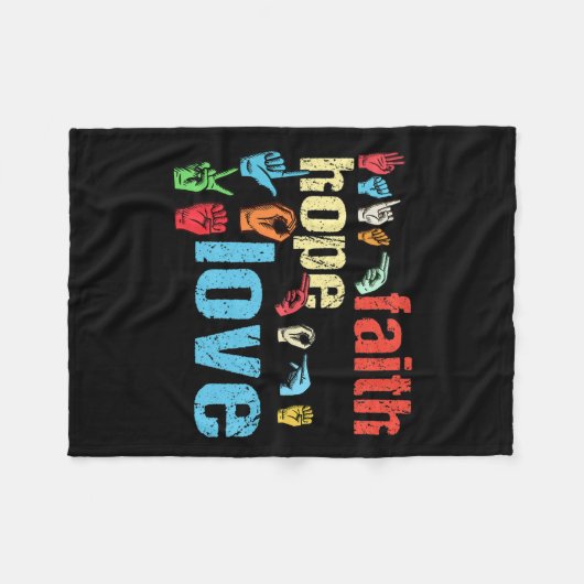Couverture Polaire Faith Hope Love American Sign Language Christian E (Devant (Horizontal))