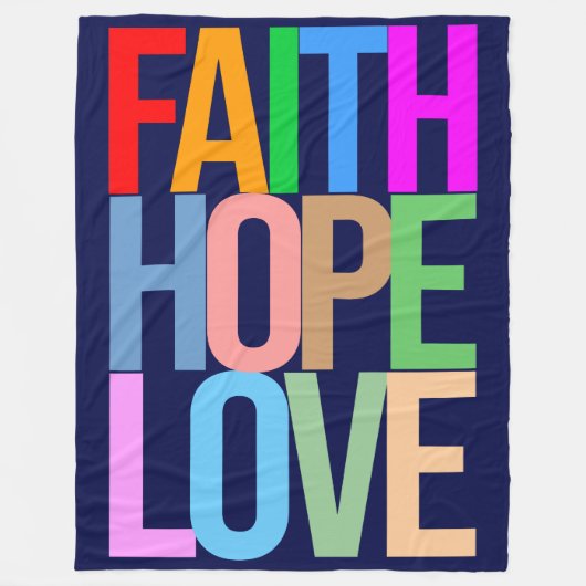 Couverture Polaire Faith Hope Love Positive colorée (Devant)