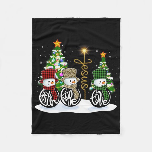 Couverture Polaire Faith Hope Love Snowman Jesus Fun Xmas Cross For C (Devant)