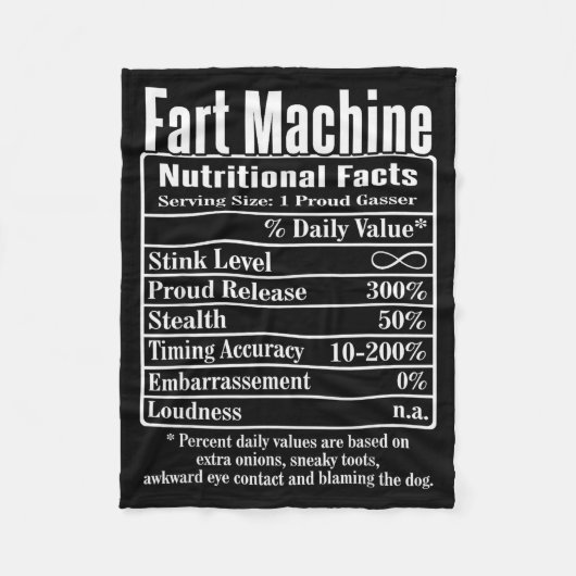Couverture Polaire Faits Nutritionnels Machine à Pets Blagues de Papa (Devant)