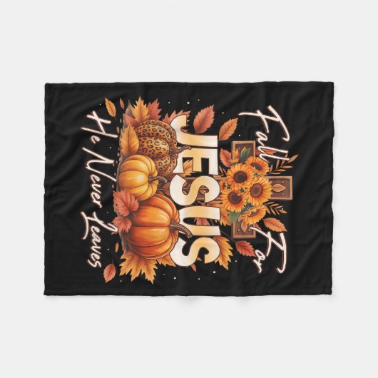 Couverture Polaire Fall For Jesus He Never Leaves Christian Faith Cro (Devant (Horizontal))