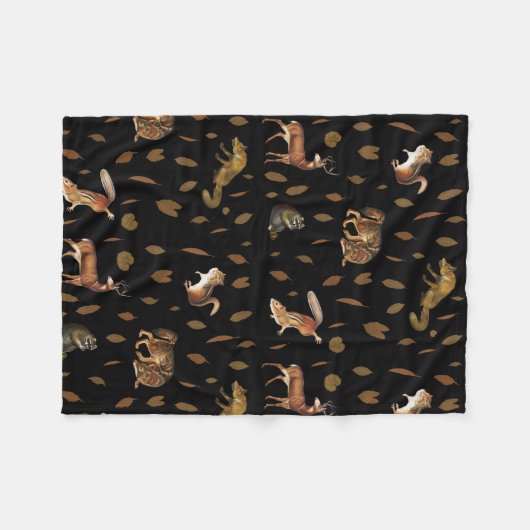 Couverture Polaire Fall Forest Animals Autumn Leaves (Devant (Horizontal))