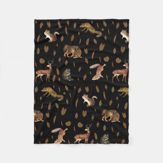 Couverture Polaire Fall Forest Animals Autumn Leaves (Devant)