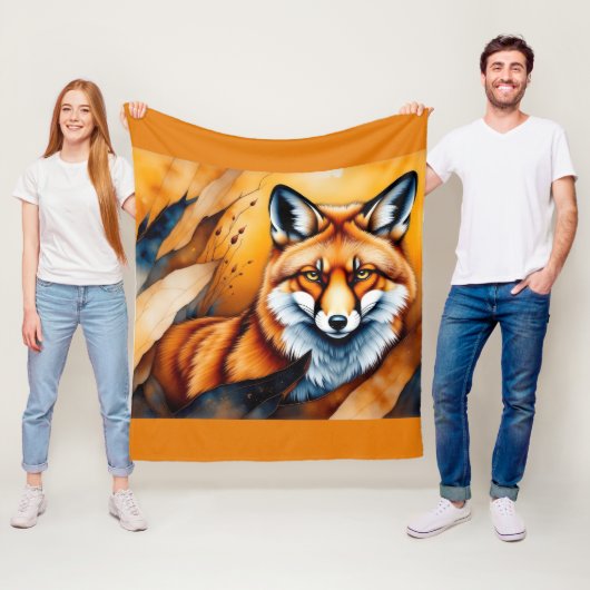 Couverture Polaire Fall Fox Painting (En situation)
