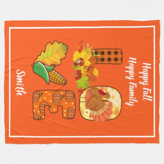 Couverture Polaire Fall In Love Automne Personnaliser Texte et couleu (Devant (Horizontal))