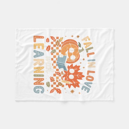 Couverture Polaire Fall In Love With Learning Autumn Pumpkin Teacher  (Devant (Horizontal))