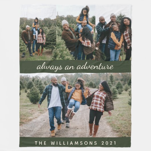 Couverture Polaire Famille 4 Photo Collage personnalisé Nom et devis  (Devant)