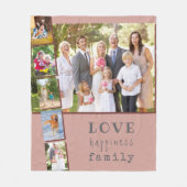 Couverture Polaire Famille 6 Photo Collage rose (Devant)