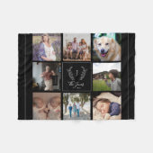 Couverture Polaire Famille 8 photo collage monogramme nom élégant noi (Devant (Horizontal))