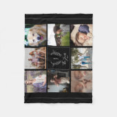 Couverture Polaire Famille 8 photo collage monogramme nom élégant noi (Devant)