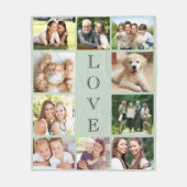 Couverture Polaire Famille Amour Multiphoto Collage Sage Green (Devant)