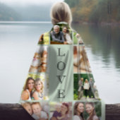 Couverture Polaire Famille Amour Multiphoto Collage Sage Green