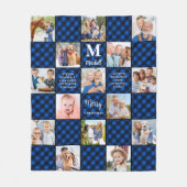 Couverture Polaire Famille Bleu Carreaux Patchwork Personnalisé 15 Ph (Devant)