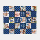Couverture Polaire Famille Bleu Carreaux Patchwork Personnalisé 15 Ph (Devant (Horizontal))