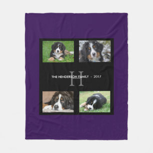 Couverture Polaire Famille d'animaux de compagnie violets monogramme 