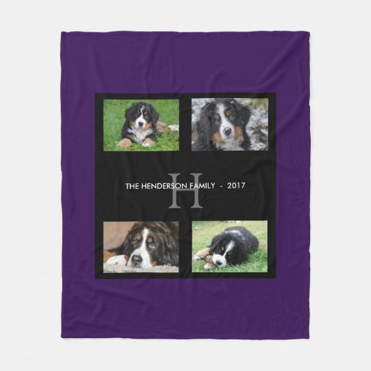 Couverture Polaire Famille d'animaux de compagnie violets monogramme  (Devant)