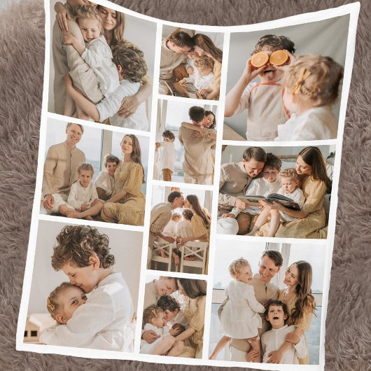 Couverture Polaire Famille de Collage Multi Photo Moderne