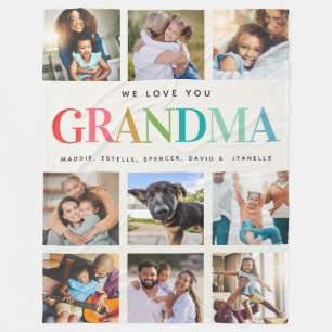 Couverture Polaire Famille de collage photo Rainbow Love Grandma