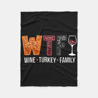 Couverture Polaire Famille de dinde de vin Wtf drôle de Thanksgiving