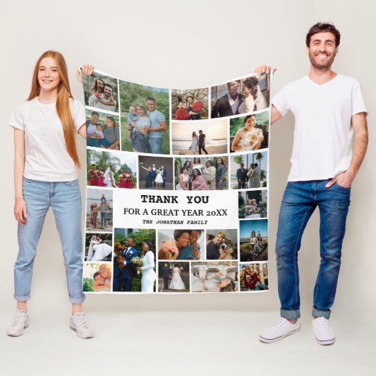 Couverture Polaire Famille de fin d'année 22 Photo Collage (En situation)