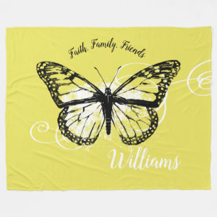 Couverture Polaire Famille de foi de papillon de monarque, jaune