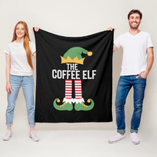 Couverture Polaire Famille de lutins du café Groupe assorti Noël