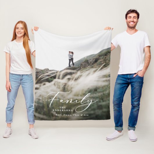 Couverture Polaire Famille d'écriture noire minimale de photo moderne (En situation)