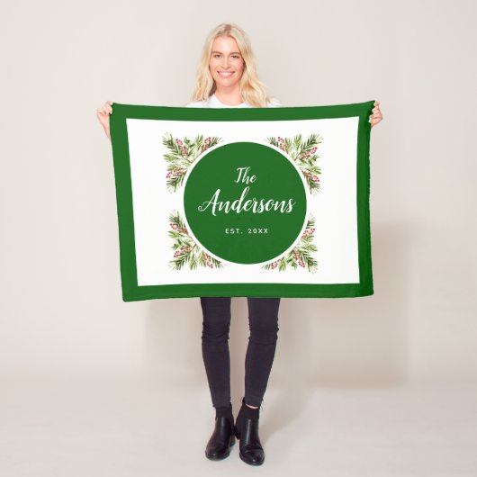 Couverture Polaire Famille des Berries et de la verdure de Noël (En situation)