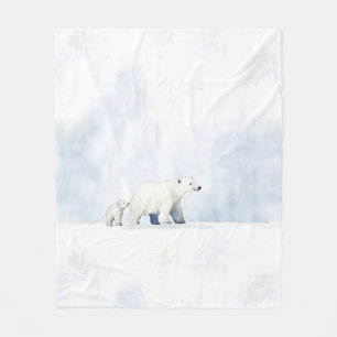 Couverture Polaire Famille d'ours polaire arctique