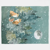 Couverture Polaire Famille Fox en forêt Pleine lune neige (Devant (Horizontal))