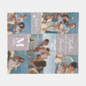 Couverture Polaire FAMILLE moderne Collage de photos Monogramme Nom 5 (Devant (Horizontal))