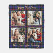 Couverture Polaire Famille Noël Plaid Custom 4 Gold Photo Collage (Devant)