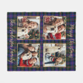 Couverture Polaire Famille Noël Plaid Custom 4 Gold Photo Collage (Devant (Horizontal))
