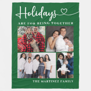 Couverture Polaire Famille personnalisée 4 Photo Collage Holiday