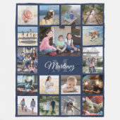 Couverture Polaire Famille Photo Collage Marine Blue Modern Monogramm (Devant)