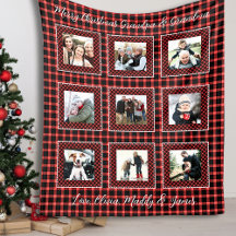 Famille Photo Collage Red Plaid Noël